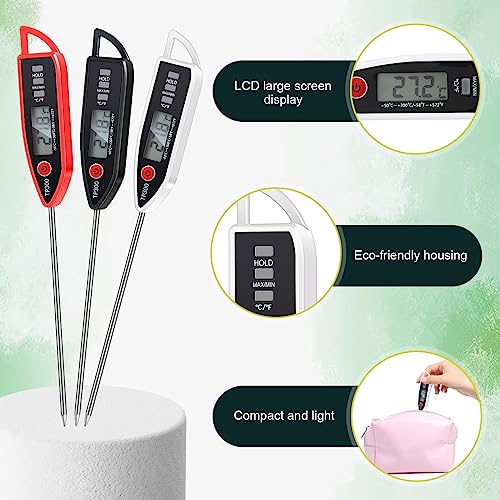 6 Set Digital Food Thermometer Long Probe Instant (Black,White,Red)