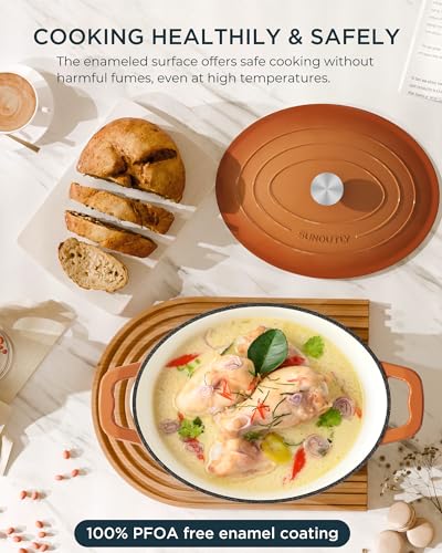 Enameled Cast Iron Dutch Oven (Cooking Pot / Vibrant orange / 9.3QT)