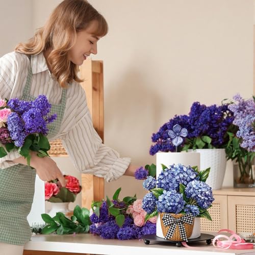 Blue Hydrangea Paper Towel Holder Summer Hydrangea Kitchen Decor Metal Flowers Paper Towel Holder Stand with Round Base for Summer Kitchen Bathroom Countertop Toilet Accessories (Hydrangea)