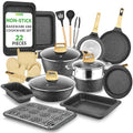 22 Piece Nonstick Ceramic Cookware Set (Black / 22pc Set)