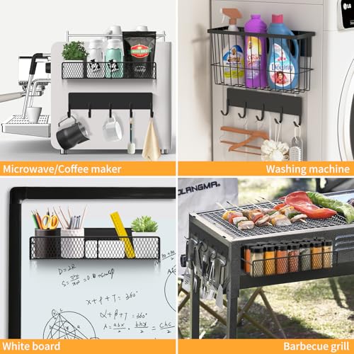Magnetic Spice Rack for Refrigerator (Black / Large 7 Pack)