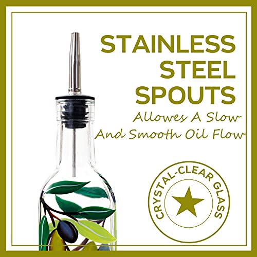 17oz Hand Painted Glass Olive Oil Bottle Dispenser (olive2)