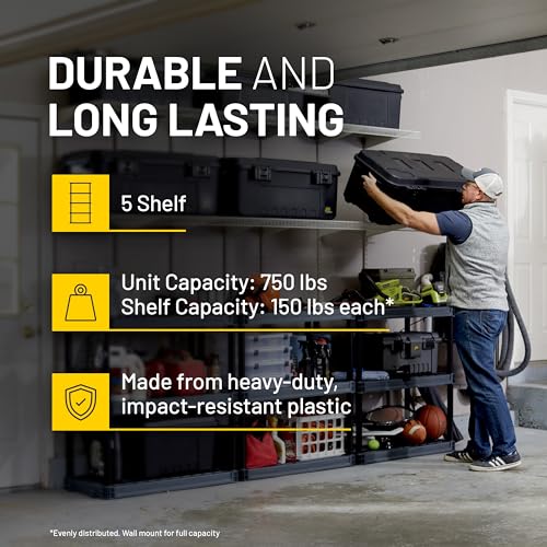 5 Shelf Plastic Storage Shelves (5-Shelf 750lb)