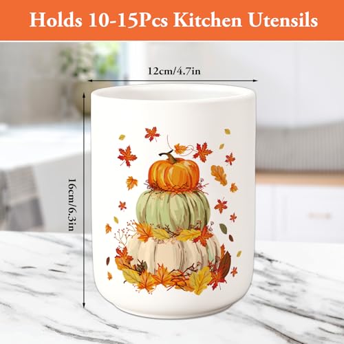 Fall Ceramic Utensil Holder Orange