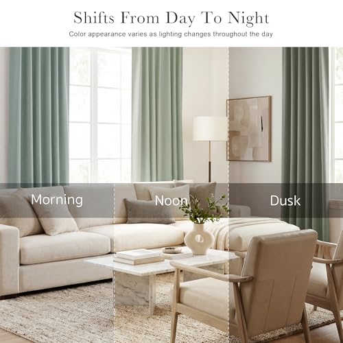 Sage Green Blackout Curtains 96 inch Long (Sage Green / 52"W x 96"L (Pack of 2))