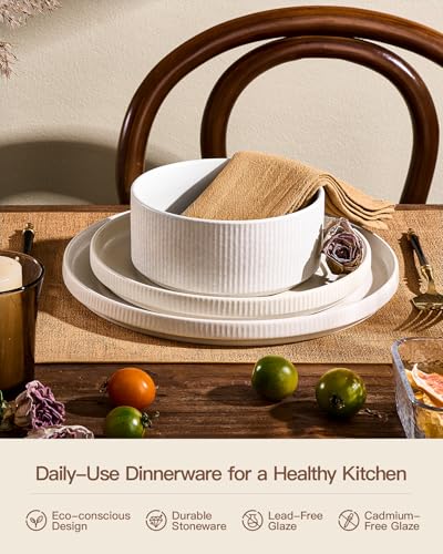 Stoneware Dinnerware Sets for 4 (Matte White)