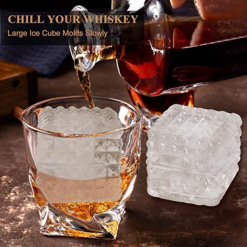 2 Inch Whiskey Ice Cubes Mold (Black Ice Cube Tray with Lid)