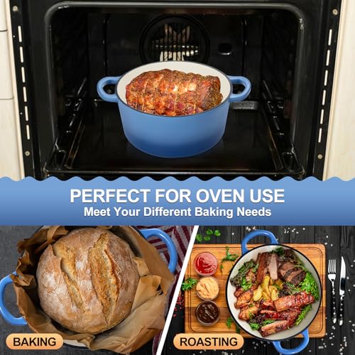 5QT Enameled Dutch Oven (Blue / 5 QT)