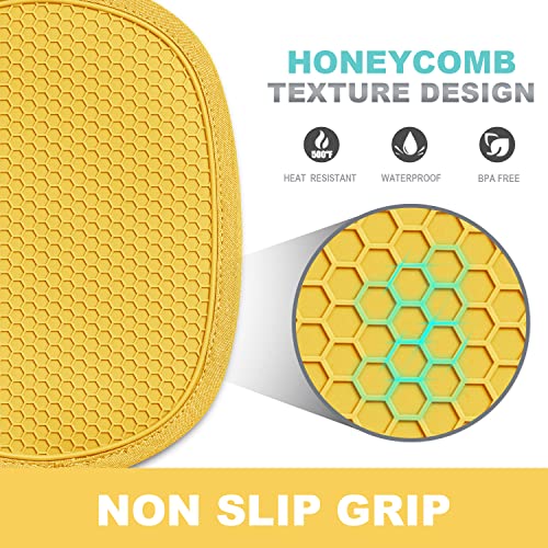 2 Pack Silicone Pot Holders for Kitchen (Yellow)