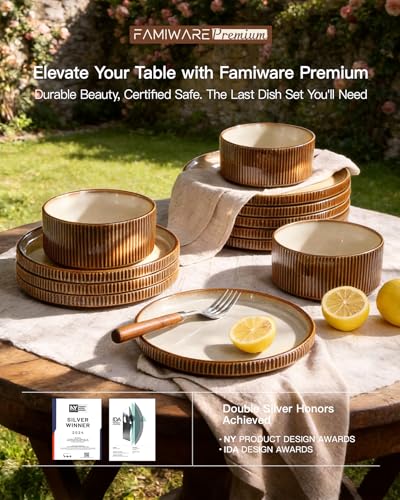 Stoneware Dinnerware Sets (Cream Brown)