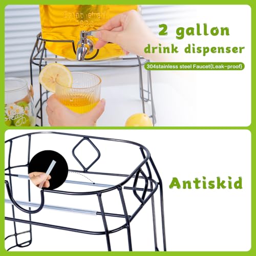 2 Gallon Glass Drink Dispenser with Stand