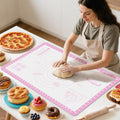 Silicone Baking Mat with 10 Recipes (Pink / 32"L x 24"W)