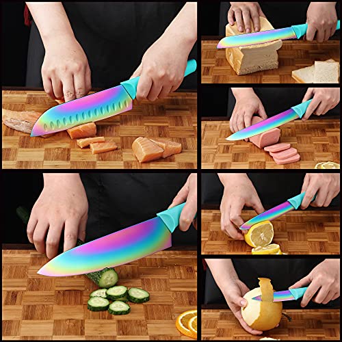 Knife Set with Spoons (F-Rainbow Blade/Spoons / 17-Piece)