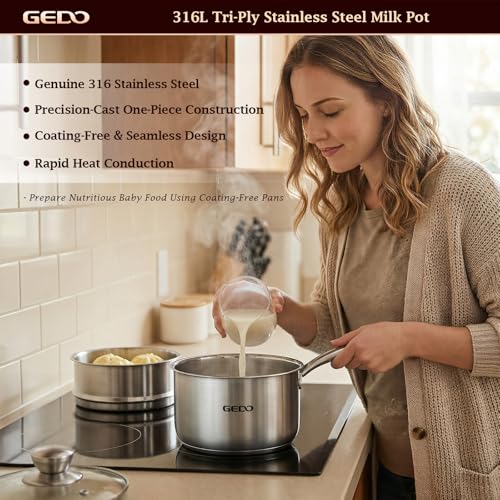 Food Grade 316L Stainless Steel Sauce Pan with Glass Lid