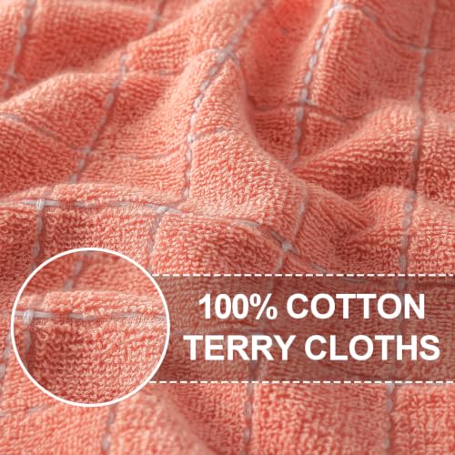 100% Cotton Terry Kitchen Towels (Coral / 13 X 28 - 6 Pack)