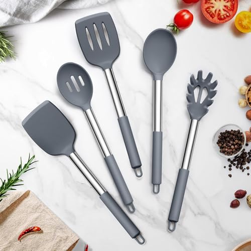 Silicone Cooking Utensils Set (Light Grey)