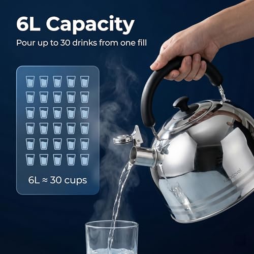 6.3QT Whistling Tea Kettle for Stove Top (6.3 Quarts)