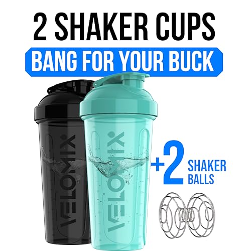 2 Pack 28oz Protein Shaker Bottle (A5) Black / Turquoise)