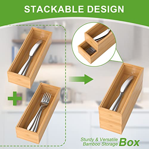Bamboo Kitchen Drawer Organizer (9 x 3 x 2 Inch / Yellow)