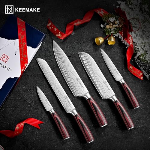 5 Pieces Kitchen Knife Set (Red 5pcs)