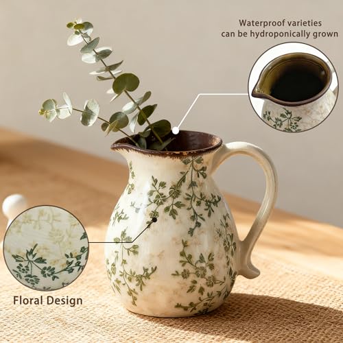 Rustic Ceramic Utensil Holder (green rattan)