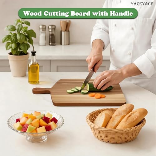 Acacia Wood Cutting Board with Handle (17"x13"0.6" / Natural)