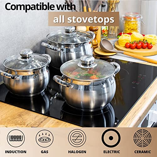 Classic 3 Quart Stainless Steel Stock Pot with Glass Lid (3 QT)