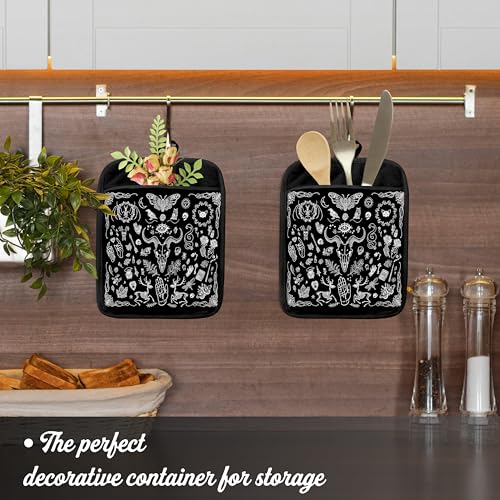 Gothic Witchy Skull Pot Holders with Pockets (Color-a)