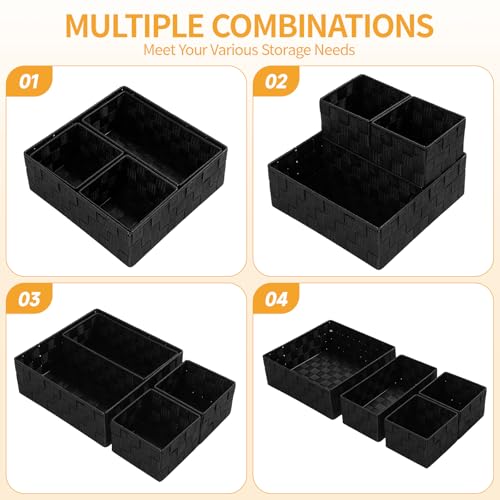 Small Black Baskets Cube Bin Container Tote (Black)