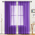 Sheer Voile Window Treatment Rod Pocket Curtain Panels for Kitchen Bedroom Living Room Drapes Sunlight Filtering Privacy Semi Home Decor Assorted (Purple / 52"W x 96"L (Pack of 2))