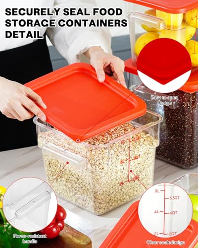 2QT 4PCS NSF Commercial Clear Food Storage Containers with Lids (A2-2QT-RED)