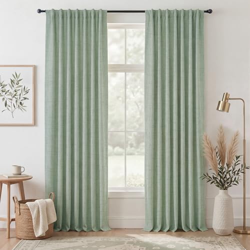 Sage Green 100% Blackout Curtains 84 Inch for Bedroom Living Room (Sage Green / 52"W x 84"L (Pack of 2))