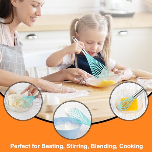 4 Pieces Silicone Whisks Set (Blue,Silver)