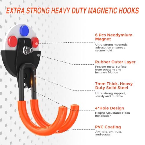 Strong Magnetic Hooks Heavy Duty (2.6" Magnet-2 Pack-Orange)