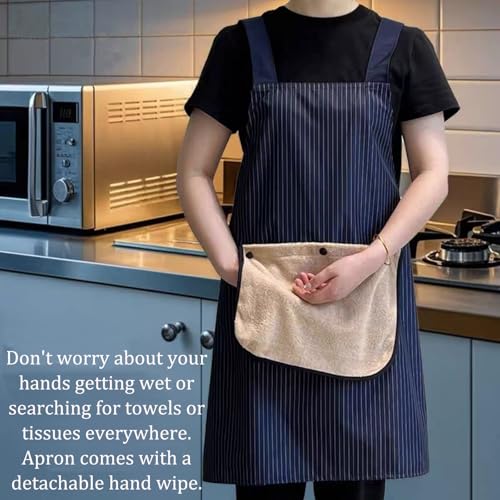 2 Pack Aprons for Women with Hand Wipe & Pockets (Style 10)