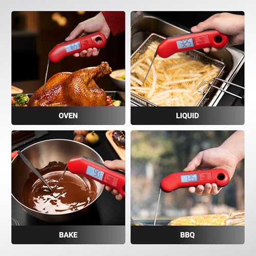 0.5 Sec Professional Meat Thermometer Digital (Red & Gray)