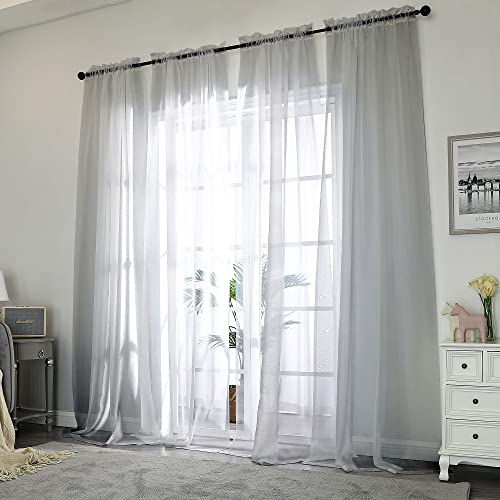 120 Inch Long Sheer Curtains for Bedroom (Charcoal Grey / 42"W x 120"L (Pack of 2))