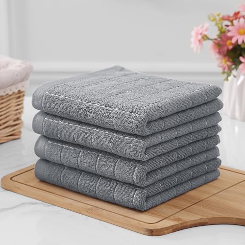100% Cotton Terry Kitchen Towels (Grey / 13 X 28 - 4 Pack)
