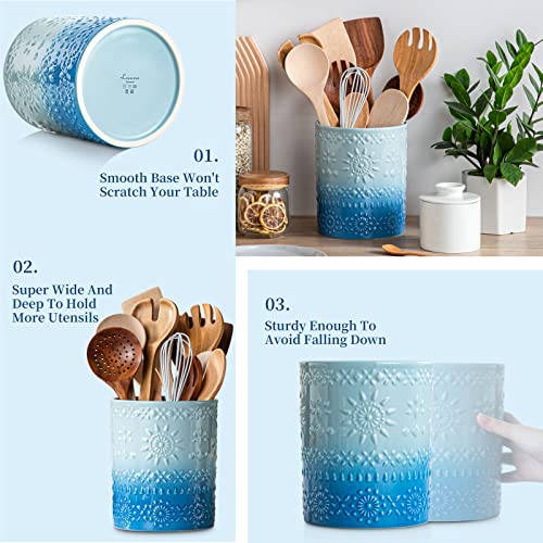 7.2" Extra Large Ceramic Utensil Holder (Blue / 7.2" (Single))