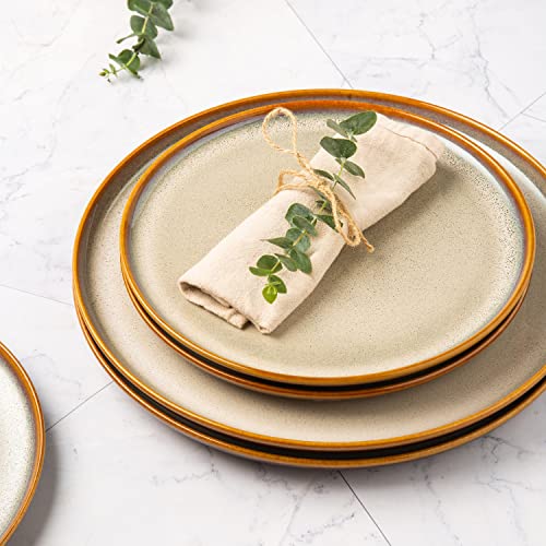 Ceramic Plate Set of 6 (8.5 Inch for 6 / Reactive-Kahki)