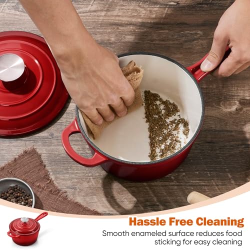 1 QT & 2 QT Saucepan Set (Red / 1+2 Quarts)