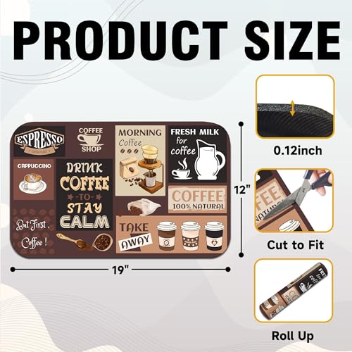 Retro Coffee Pattern Drying Mat 19" x 12" (Coffee / 19" x 12")