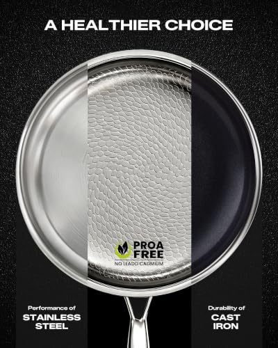 Titanium Pans for Cooking 11 Inch Hammered Pro Frying Pan with Lid (11 inches)