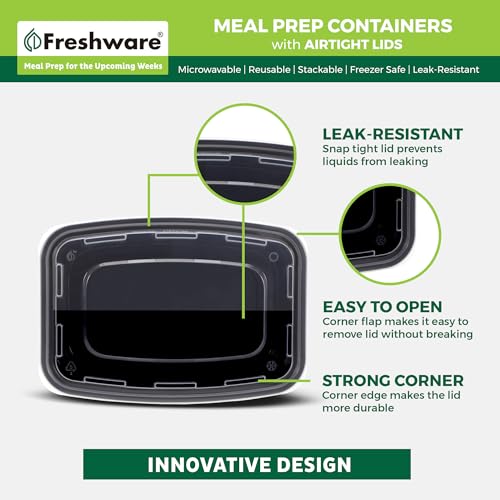 Meal Prep Containers [150 Pack] 1 Compartment with Lids (24OZ-150PK)