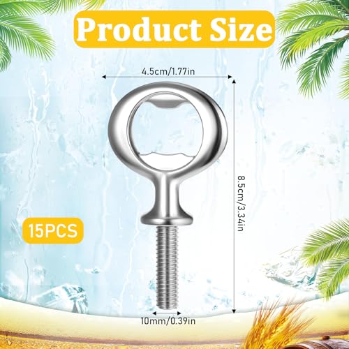 15 PCS Metal Bottle Opener Kit Bulk Stainless Blank Bottle Openers Inserts Hardware for Valentine's Day Wedding Wine Party DIY Project Craft Wood Turning