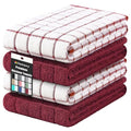 Large Premium Cotton Kitchen Towels 16"x 28" (Red / 16" X 28" - 4 Pack)