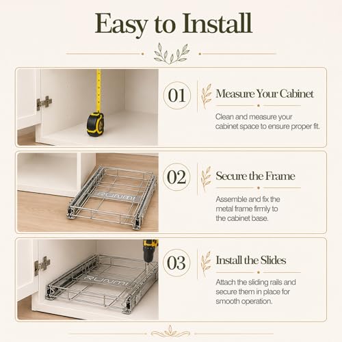 Double Pull Out Trash Can Under Cabinet with Handle (Silver / Double)