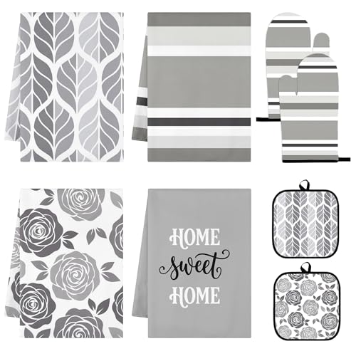 Grey Floral Kitchen Decor Set (Gray Rose)