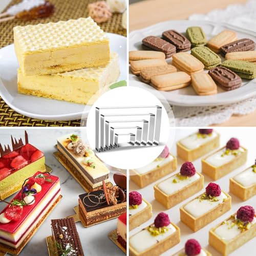 Rectangle Cookie Cutters Egg Biscuit for Kids DIY School Lunchbox Bento Box Fruit Vegetable Sandwich Cutters for Baking Party Christmas Holiday (Rectangle 5pcs)