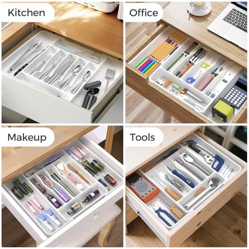 Extra Large Expandable Silverware Organizer (White)